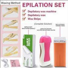 Pack of 3 Roll on Wax Heater Machine Portable Wax Warmer Electric Depilatory Roller Hair Remover Refill with Srips & Wax Refil