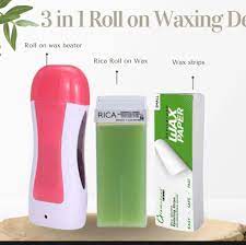 Pack of 3 Roll on Wax Heater Machine Portable Wax Warmer Electric Depilatory Roller Hair Remover Refill with Srips & Wax Refil